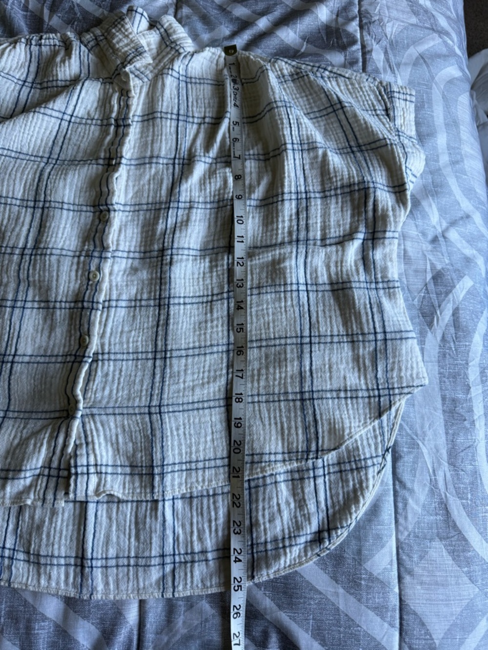Madewell Cream Button-Up Muscle Tee with Blue Windowpane Plaid - Picture 10 of 10